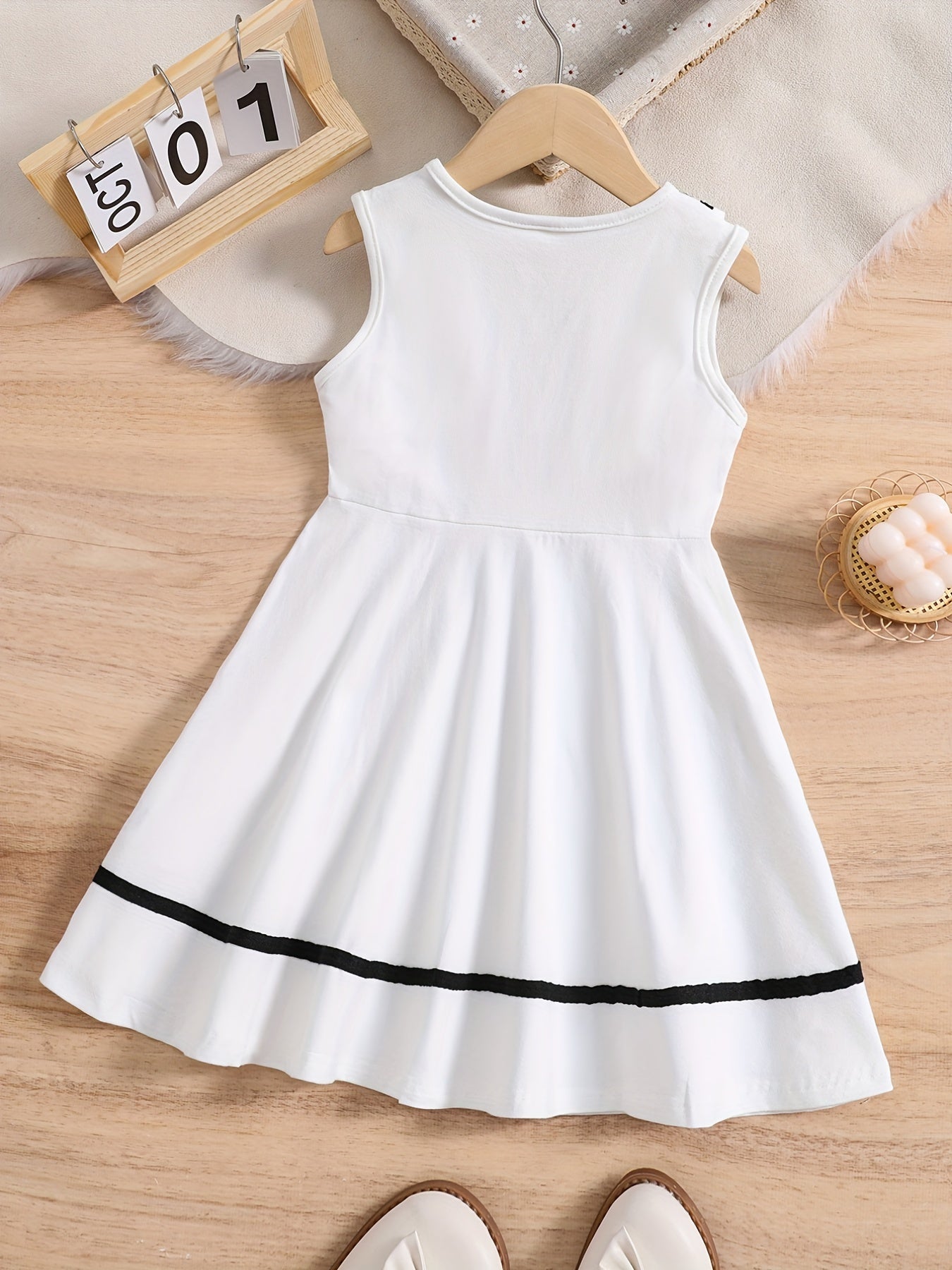 Girls Striped Sleeveless Dress Varsity Style Kids Cotton Dress