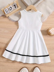 Girls Striped Sleeveless Dress Varsity Style Kids Cotton Dress