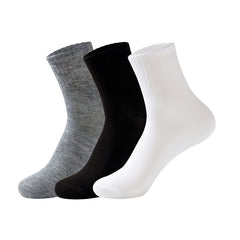3 Pairs Solid Socks Comfortable & Breathable Women's Crew Socks