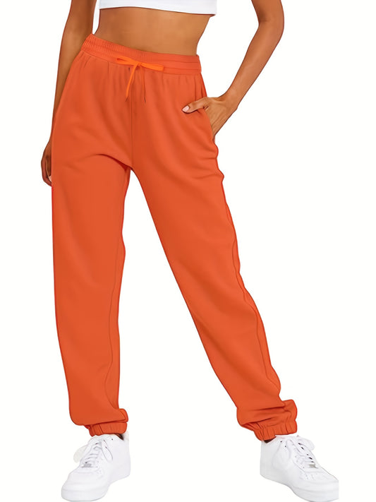  Sports Pants Women's Plus Solid Elastic Tie Waist Fitness Joggers