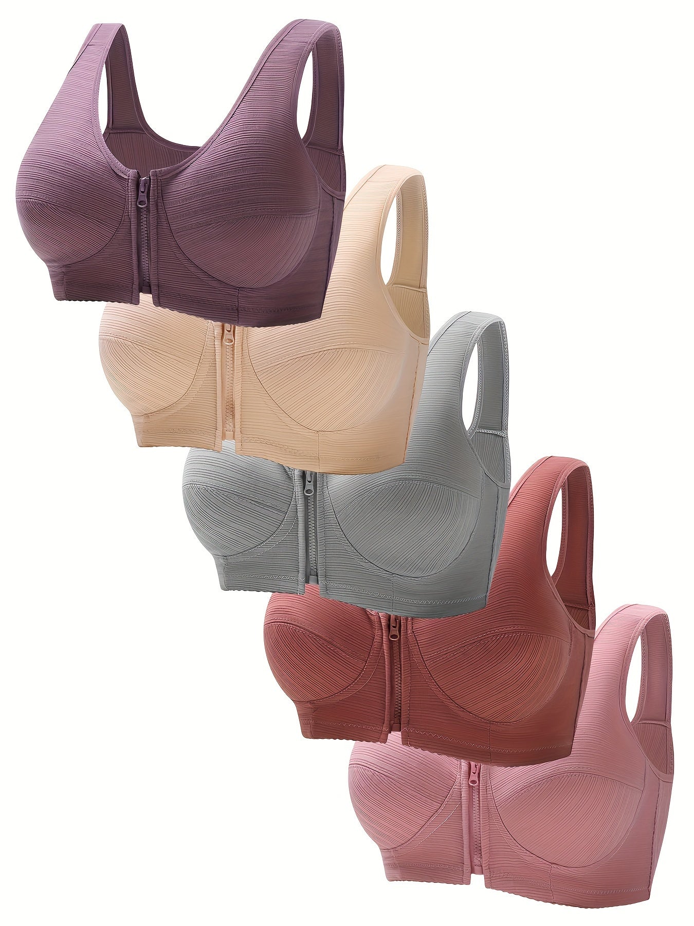 5pcs Wireless Push Up Bras Comfy & Breathable Women's Lingerie