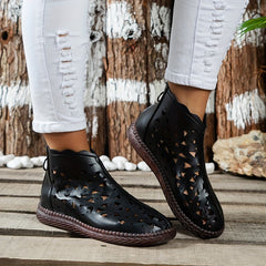 Women's High Top Hollow Out Flat Sandals Casual Faux Leather Shoes