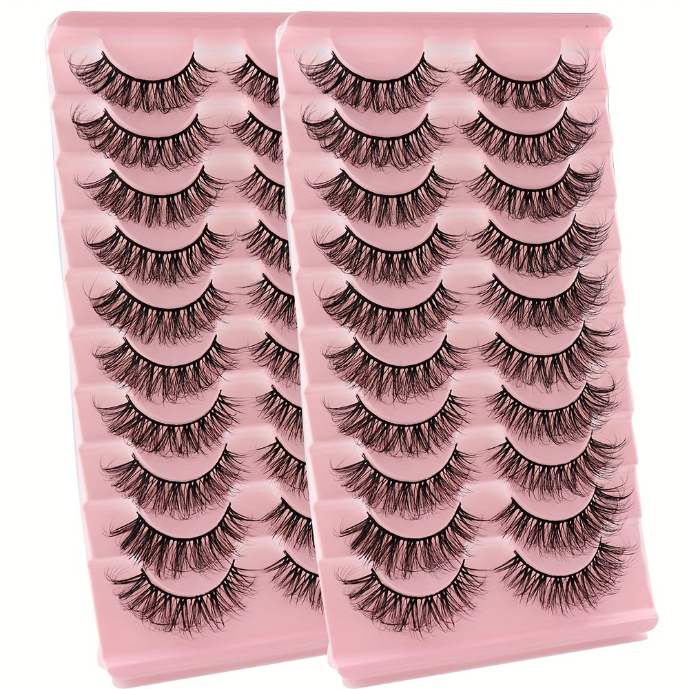 10 Pairs Dramatic Long False Eyelashes Natural Reusable Extensions