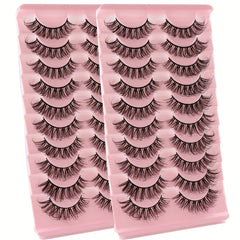 10 Pairs Dramatic Long False Eyelashes Natural Reusable Extensions