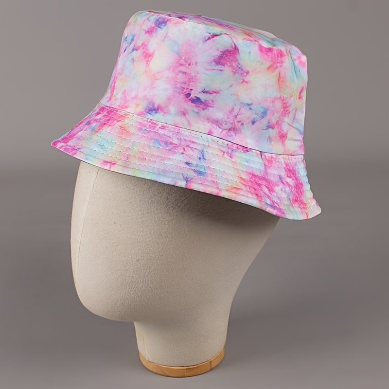 Pink Tie Dye Bucket Hat Reversible Sun Hat for Women