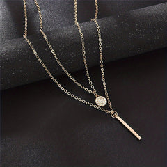 Geometric Shape Rhinestone Double Layer Necklace