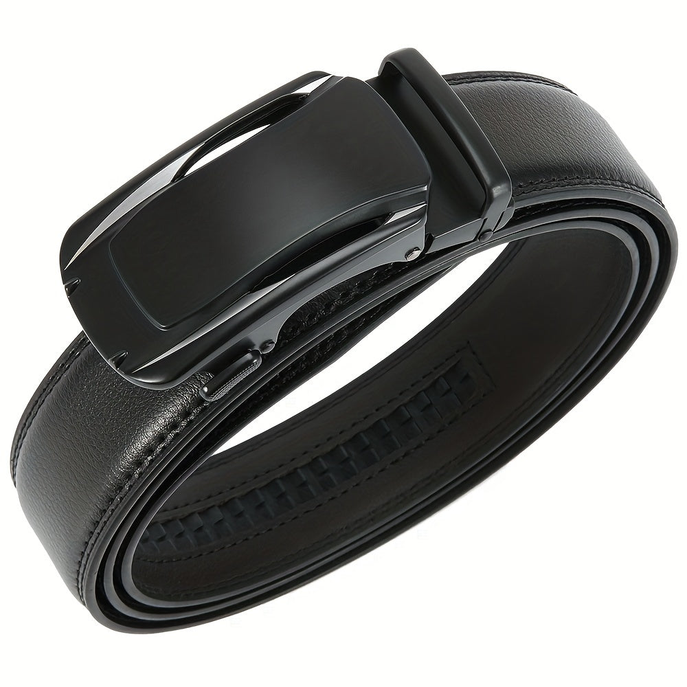 Men's Leather Ratchet Buckle Slide Belt For Dress Casual