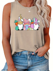 Easter Gnomes Print Plus Size Tank Top
