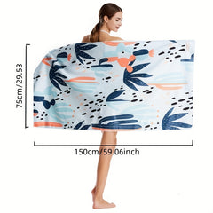 Leaf Pattern Beach Towel Quick Drying Absorbent Sandproof Microfiber