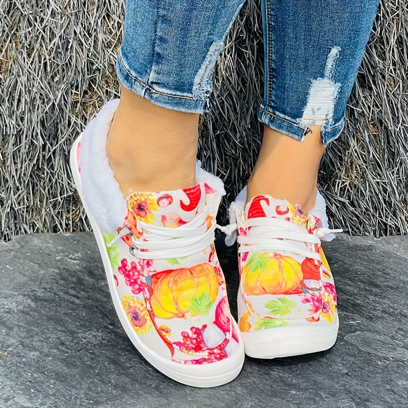Women's Christmas Santa & Pumpkin Pattern Sneakers