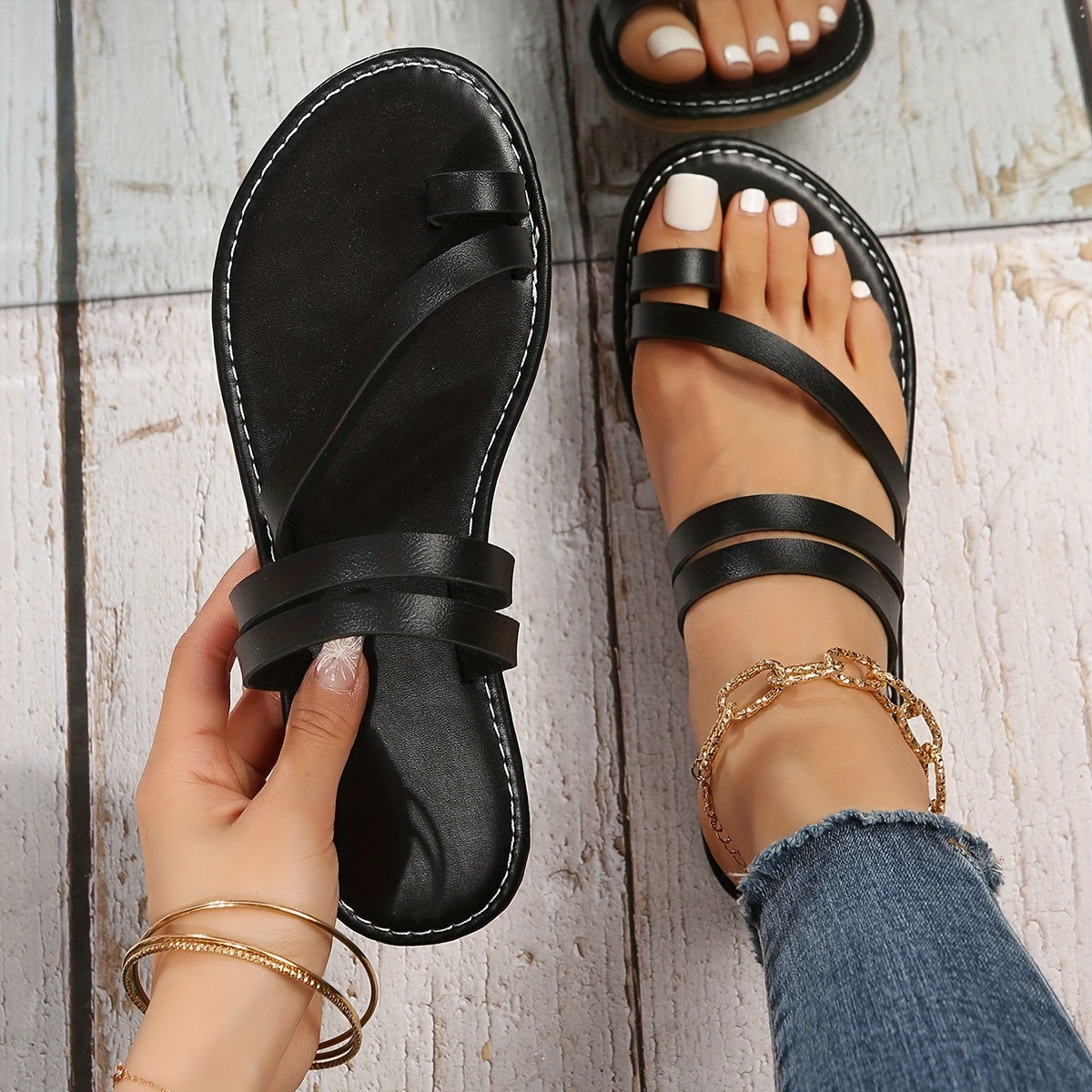 Women's Flat Slide Sandals Open Toe Casual Beach Shoes