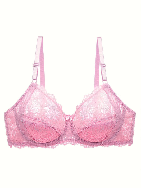 Contrast Lace Semi Sheer Plus Size Bra