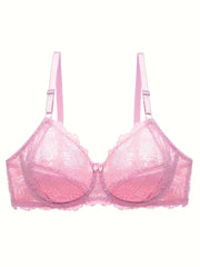 Contrast Lace Semi Sheer Plus Size Bra