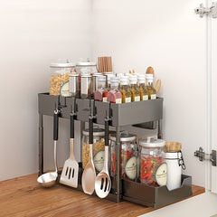 1pc Kitchen Multifunctional Shelf Pull out Seasoning Rack Cabinet Storage
