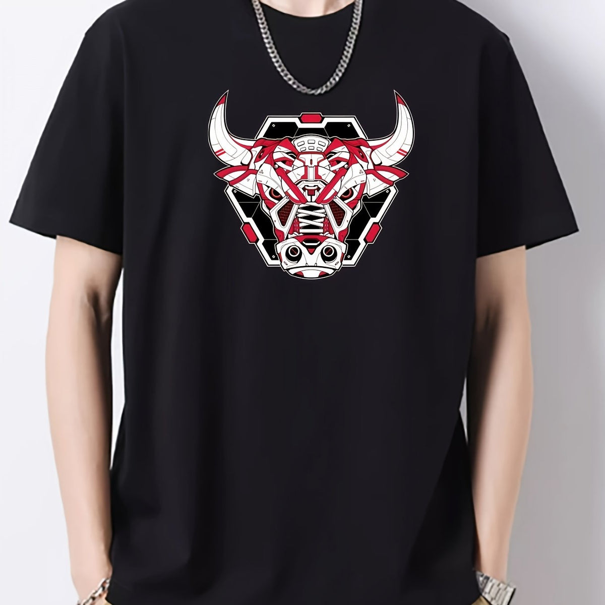 Ox Print Men's Cotton Crew Neck Active T-shirt