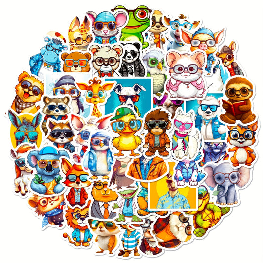 50pcs Cartoon Animal Waterproof Vinyl Stickers for Laptop Skateboard