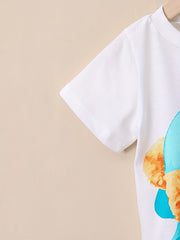 Boys Teddy Bear Graphic Print T-shirt & Shorts Set