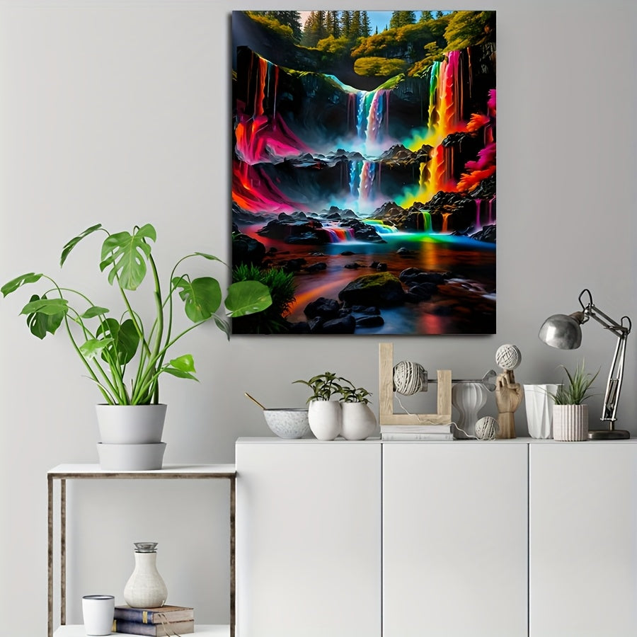 DIY Paint by Numbers Kit - Colorful Waterfall - Beginners