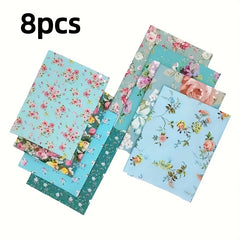 8pcs Floral Fabric Squares Precut Quilting Patchwork High Craft Material