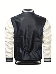 Men's Casual PU Leather Jacket with Pockets