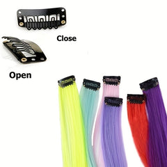 5Pcs Colorful Hair Extensions Clip In Highlight Rainbow Hair Y2K Synthetic Party