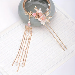 Ancient Style Hairpin With Tassel Flower Costume Headdress Hair Accessories