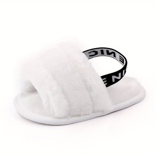 Baby Girl Furry Sandals Lightweight Anti Slip Open Toe Sandals