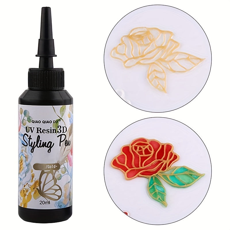 20ml 3D Gel Pen with Metal Tip and Flower Stencils for Crafting