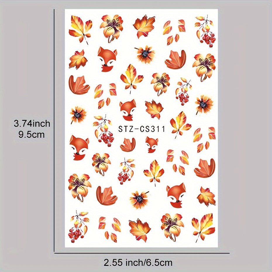 Autumn Nail Art Stickers Fall Leaves Pumpkins Ghosts Mushrooms Sunflowers