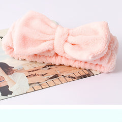 Coral Fleece Bowtie Headband Makeup Spa Yoga Shower Hair Band