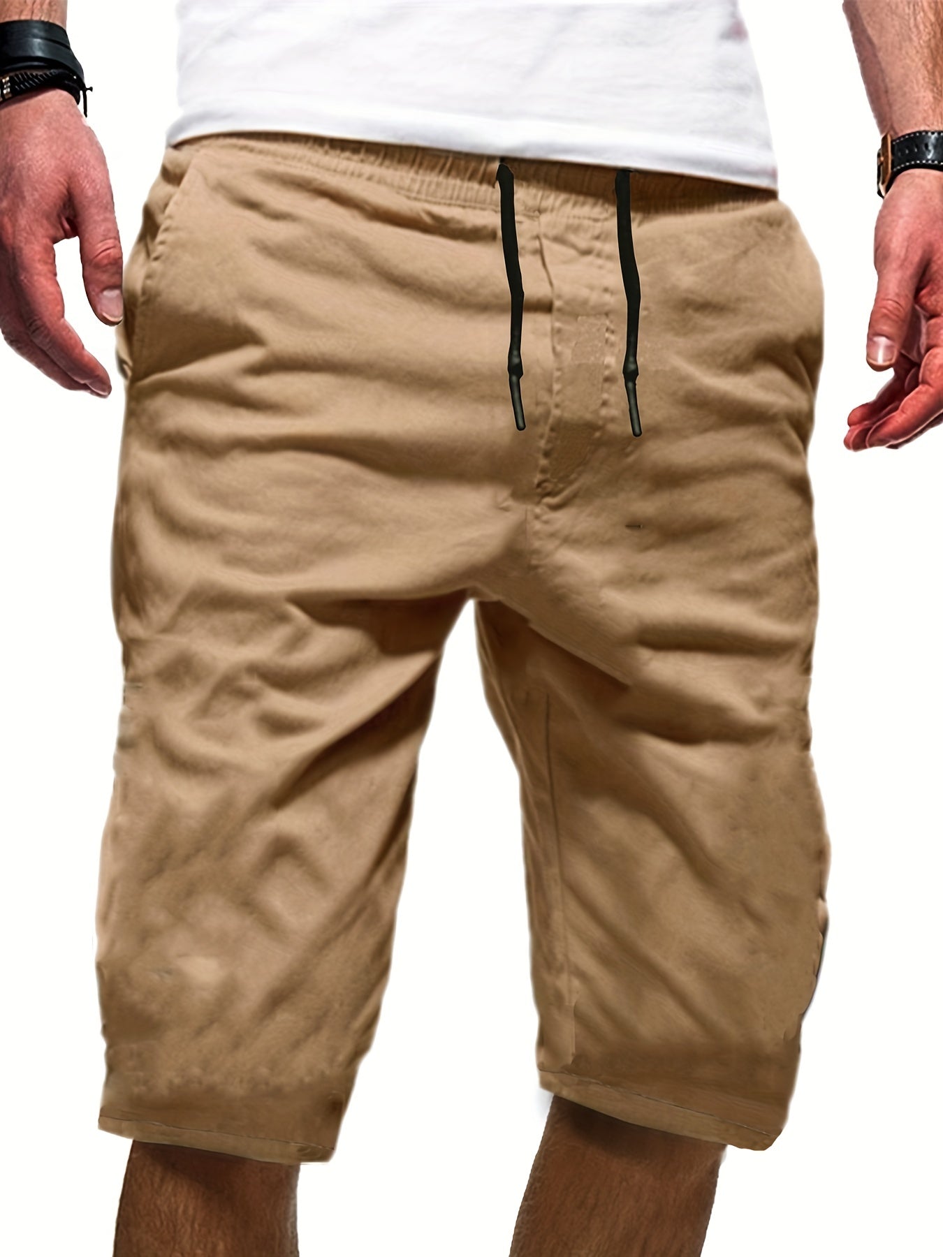 Men's Casual Solid Waist Drawstring Shorts For Summer