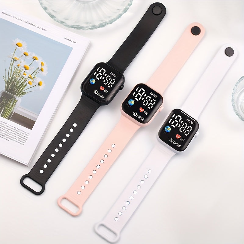 3pcs Multifunctional Clear Sports Electronic Watch for Teens and Students