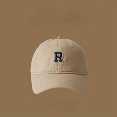 3D R Baseball Cap for Wide Head, Summer Cotton Peaked Cap for Men and Women