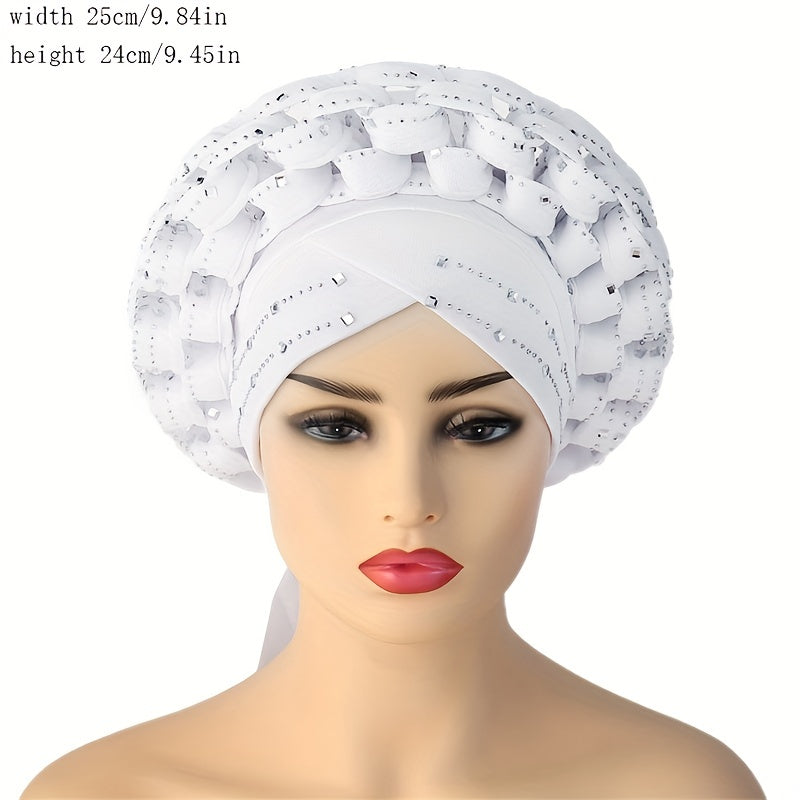 Braided Turban Cap Rhinestone Head Wrap Bonnet Beanie Head Scarf Chemo Hats