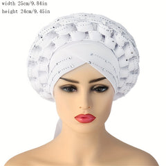 Braided Turban Cap Rhinestone Head Wrap Bonnet Beanie Head Scarf Chemo Hats