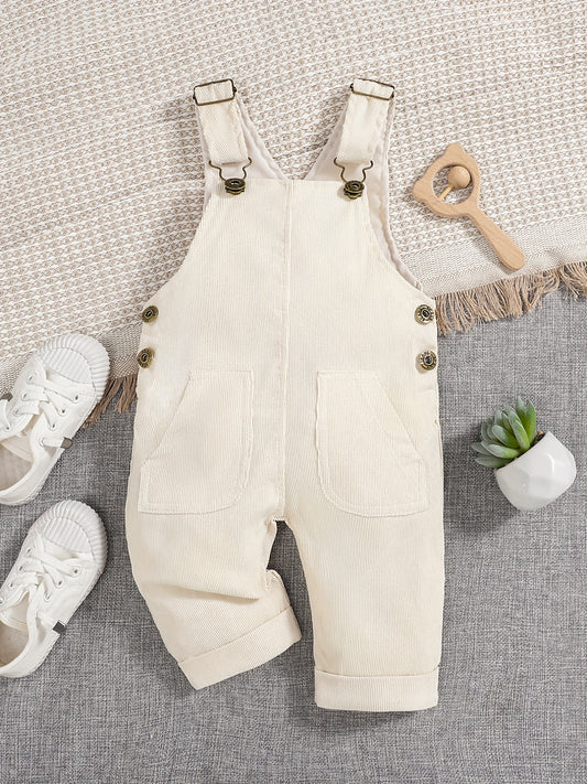 Newborn Baby Girl Overall Dress Plain Adjustable Strap Pocket Suspender Dress