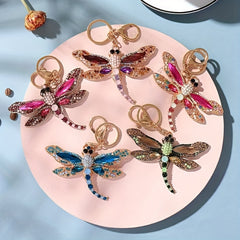 Dragonfly Keychain Rhinestone Animal Metal Key Ring Purse Bag Car Ornament