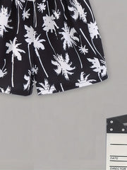 Hawaii Coconut Tree Print Boys Comfort Shorts Quick Drying for Summer