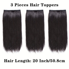 3pcs Hair Toppers Women Synthetic Clips Thinning Hair Dark Brown Hairpieces