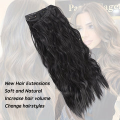 Invisible Wire Curly Hair Extensions Long Wavy Hairpiece