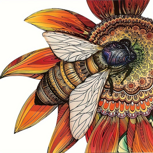 Sunflower & Bee Wooden Puzzle - Handcrafted Unique Irregular Animal Shape