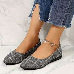 Plaid Pattern Slip On Flat Shoes for Women