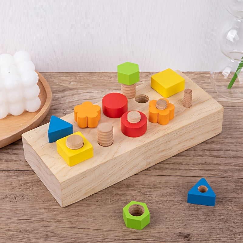 Wooden Screw Pairing Toy Shape Recognition Game Interactive Playset