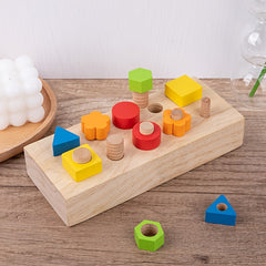 Wooden Screw Block Toy for Kids 3 Shape Recognition