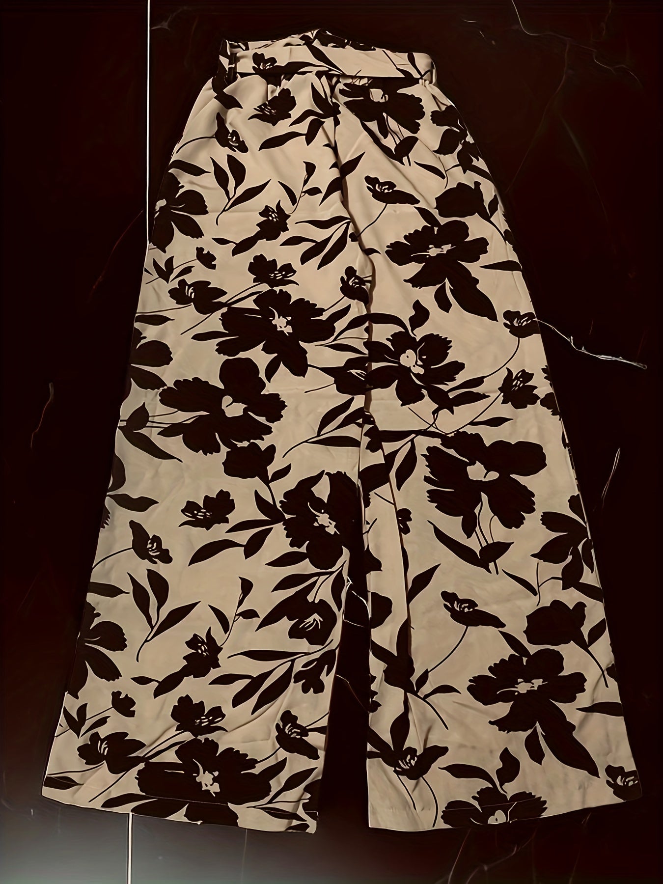 Floral Print Wide Leg Pants High Waist Long Length