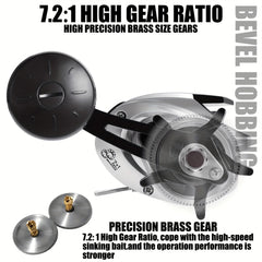 OUYALINE Aluminum Baitcasting Reel 15KG Max Drag Waterproof 7.2:1 Gear Ratio
