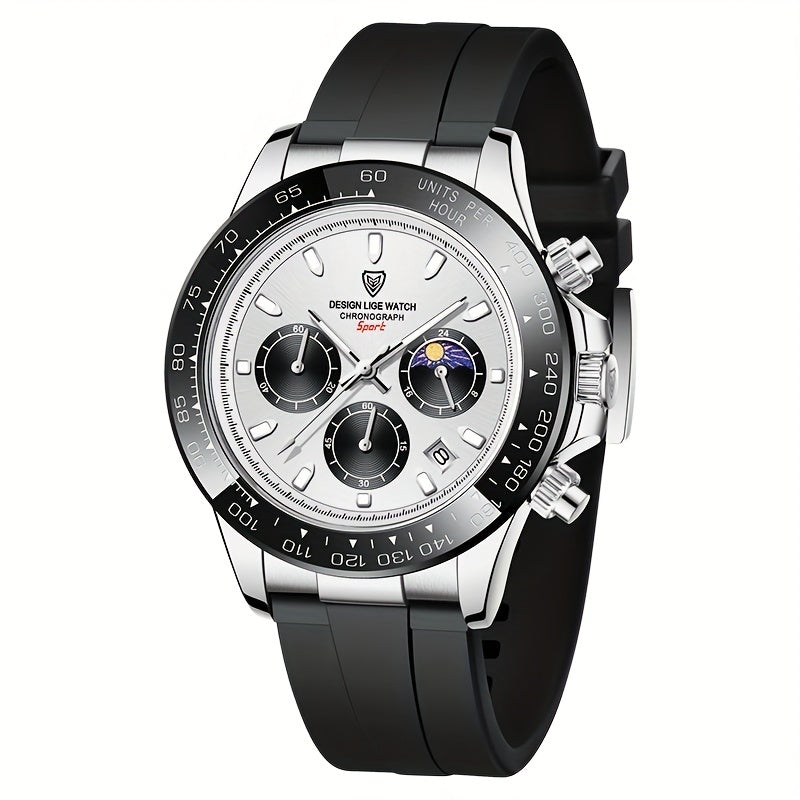 LIGE Boy's Big Dial Silicone Sport Watch Waterproof Quartz Chronograph