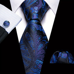Barry Wang Paisley Jacquard Men's Tie Cufflinks Set