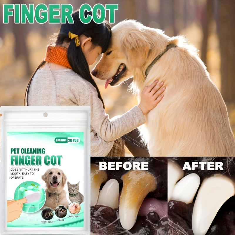 Pet Dental Care Wipes for Dogs & Cats - Teeth Cleaning Finger Wipes