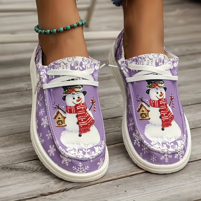 Women's Christmas Skate Shoes with Snowmen and Snowflakes